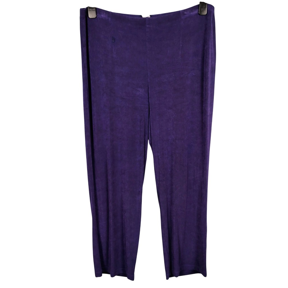 Chico's Womens SZ 16/18P Travelers Pants Purple Slinky Knit Petite Minimalist